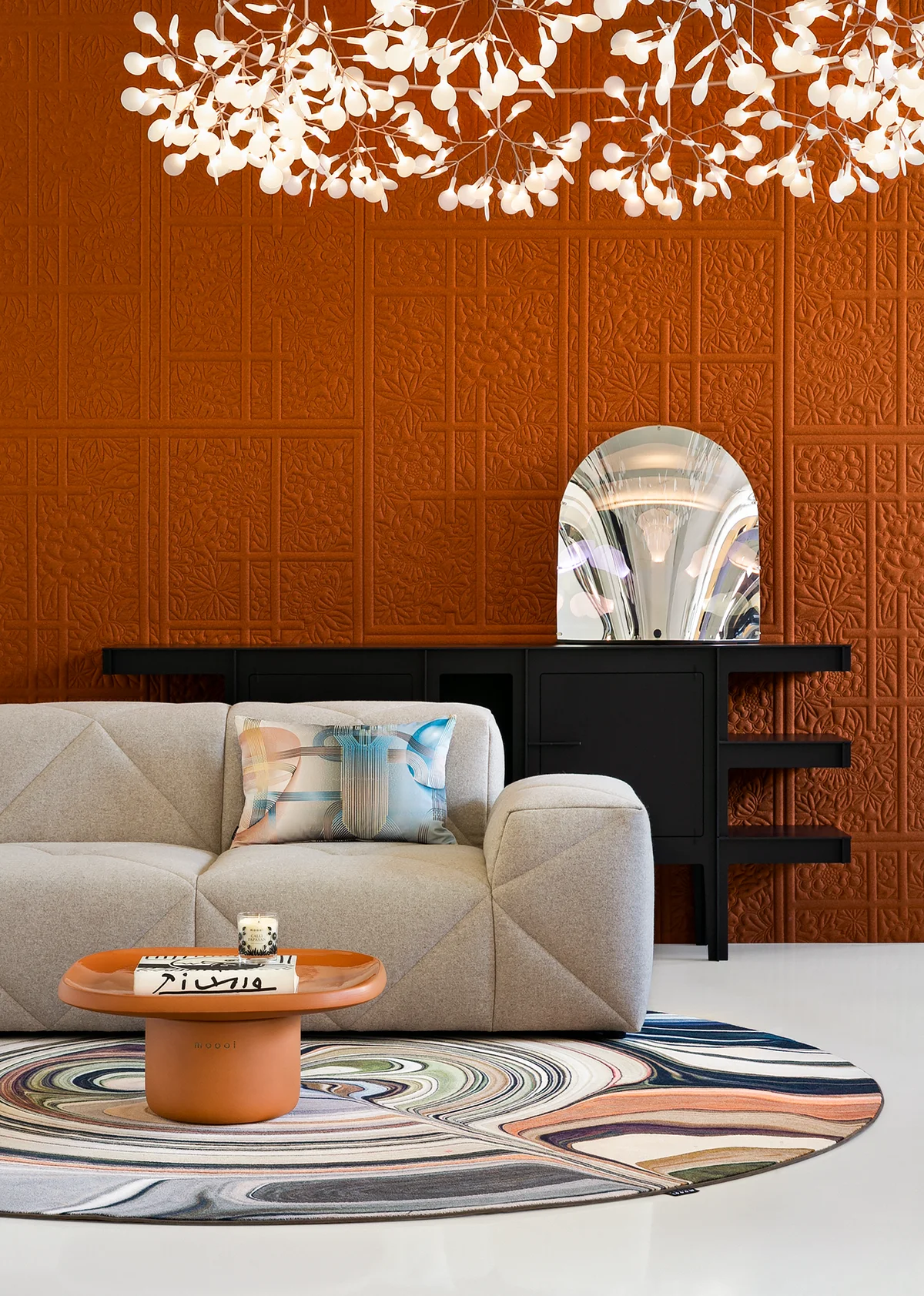 Moooi applied setting with bff sofa and obon table on claire vos carpet 