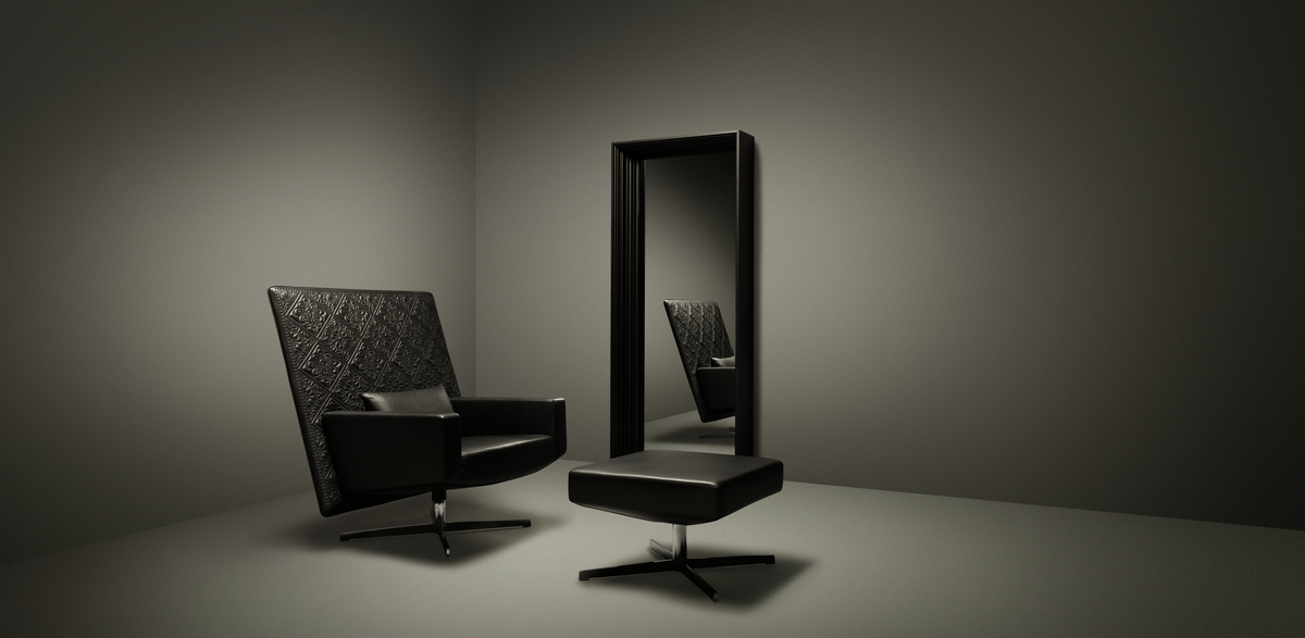 Poetic composition Jackson Chair, Jackson Footstool and Frame Mirror