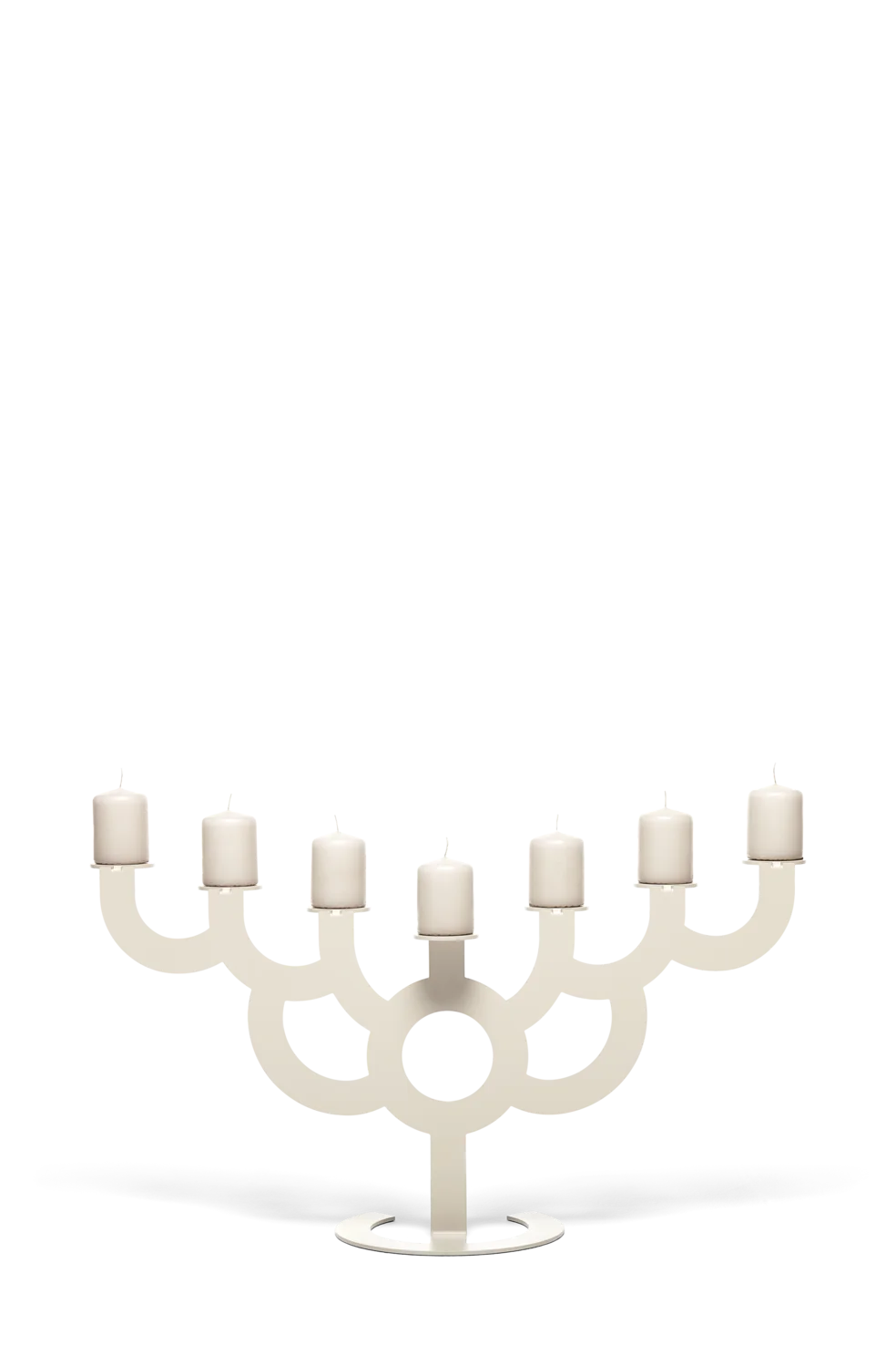 Menorah Bold candle holder satin front view with candles