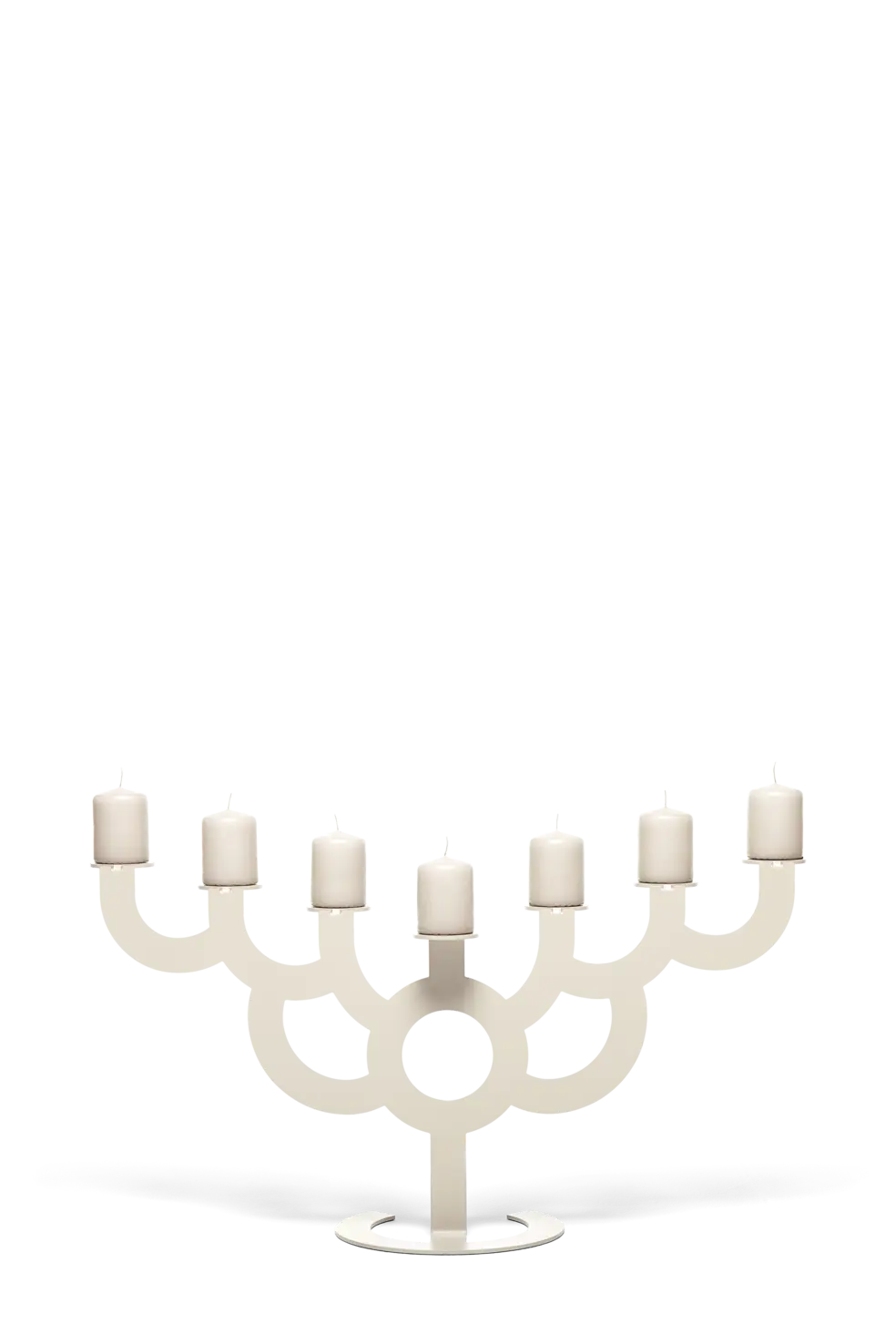 Menorah Bold candle holder satin front view with candles