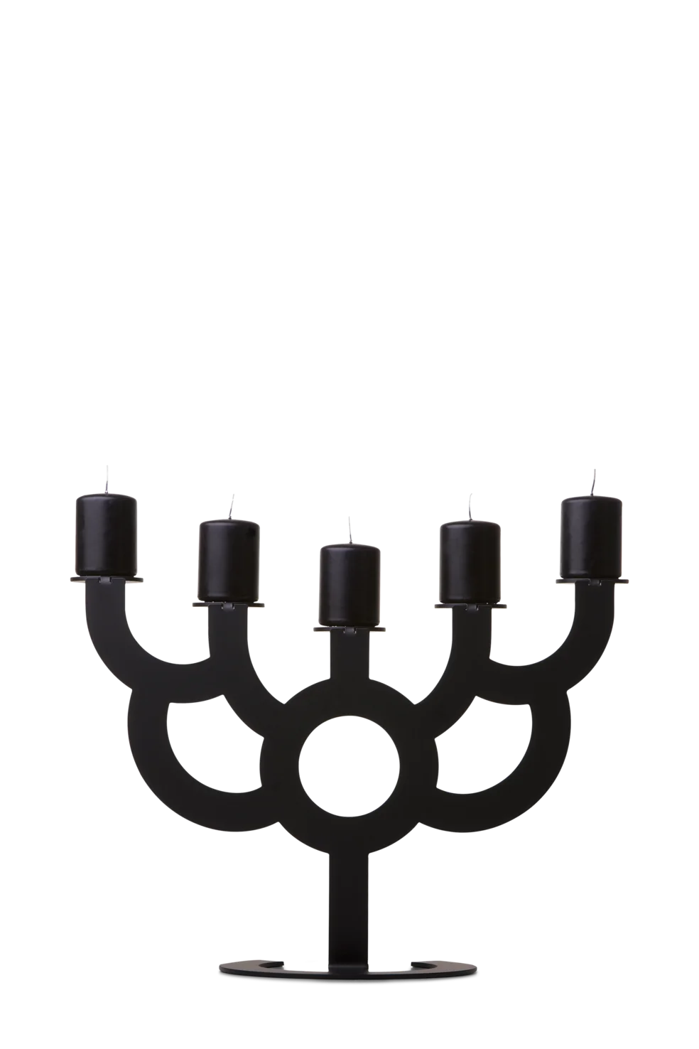 Little Bold candle holder black front view with candles