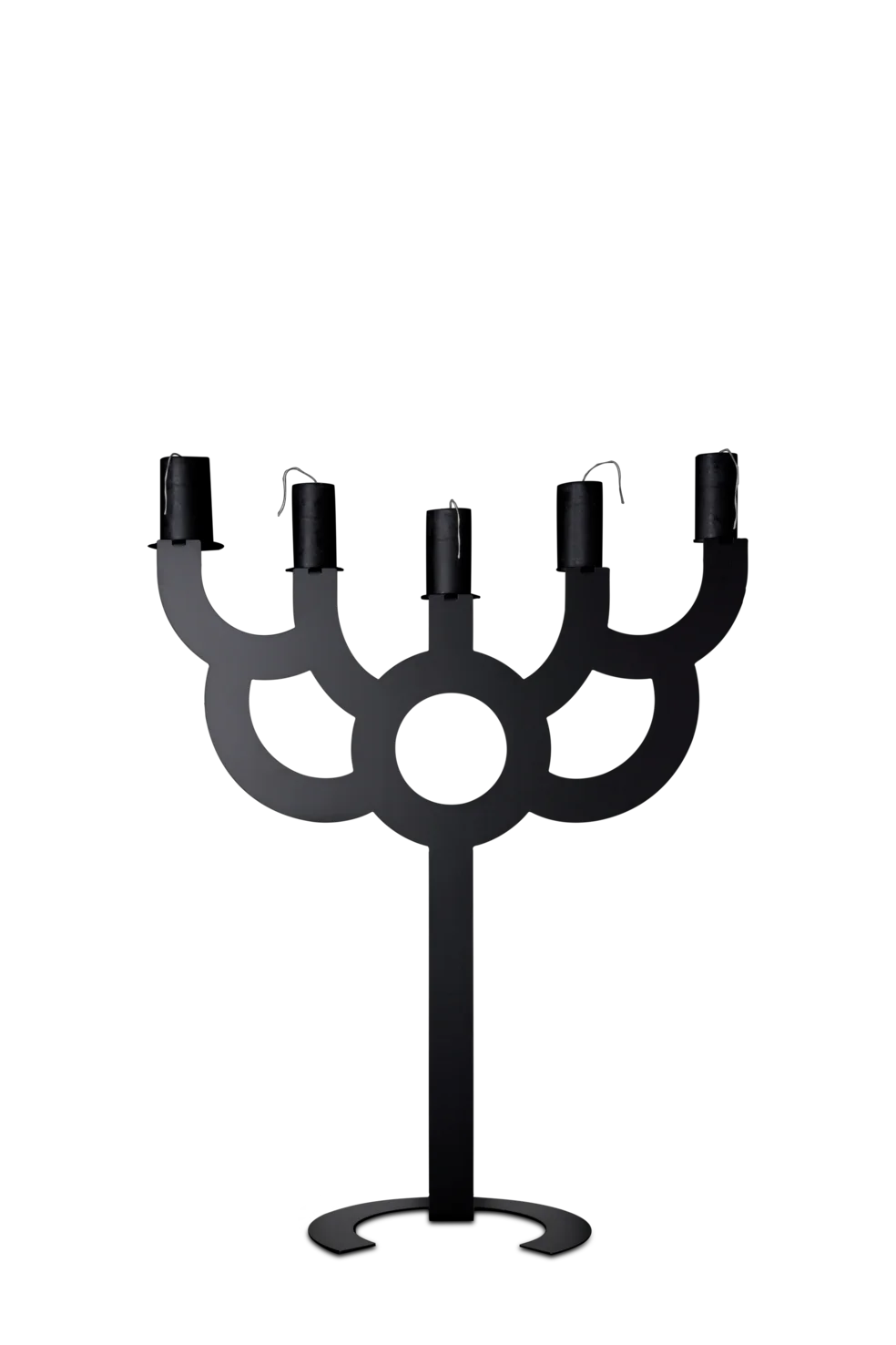 big Bold candle holder black front view with candles