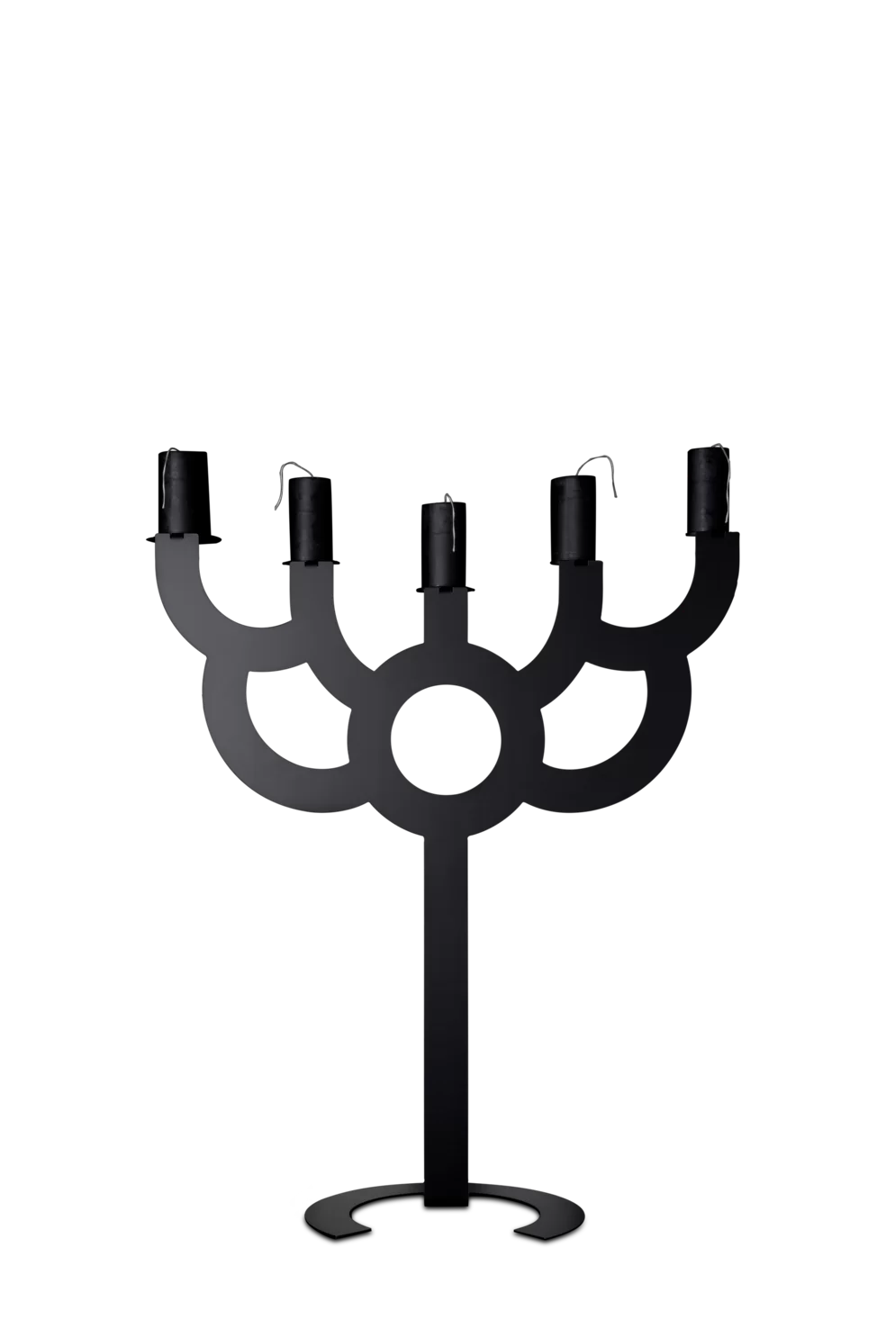 big Bold candle holder black front view with candles