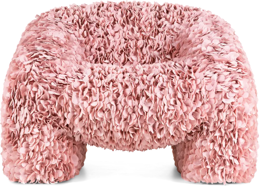 Hortensia Armchair pink petals front view