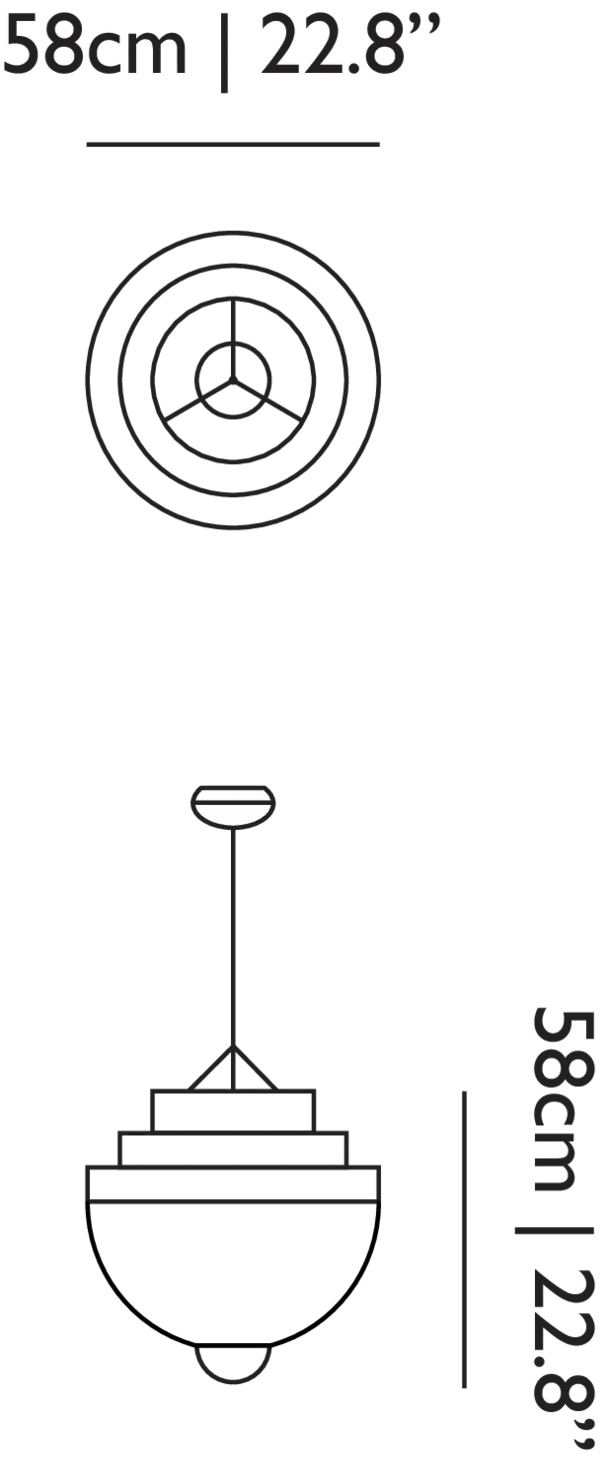 Meshmatics Chandelier suspension light small line drawing with dimensions