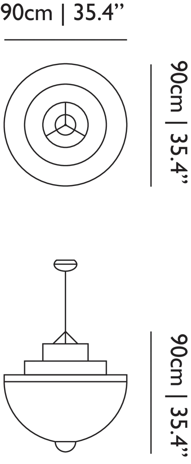 Meshmatics Chandelier large line drawing with dimensions