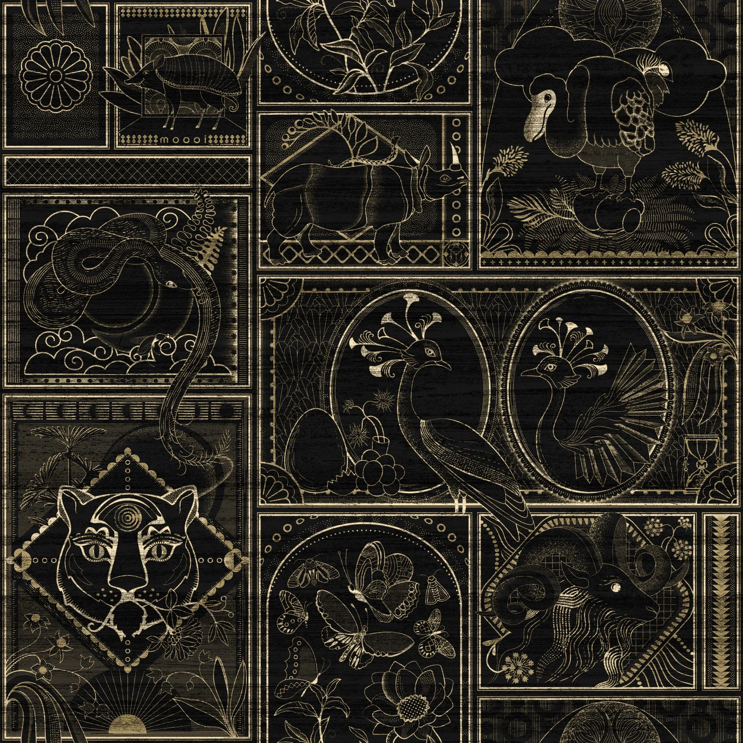 Moooi Wallcovering Golden Tiger Ebony