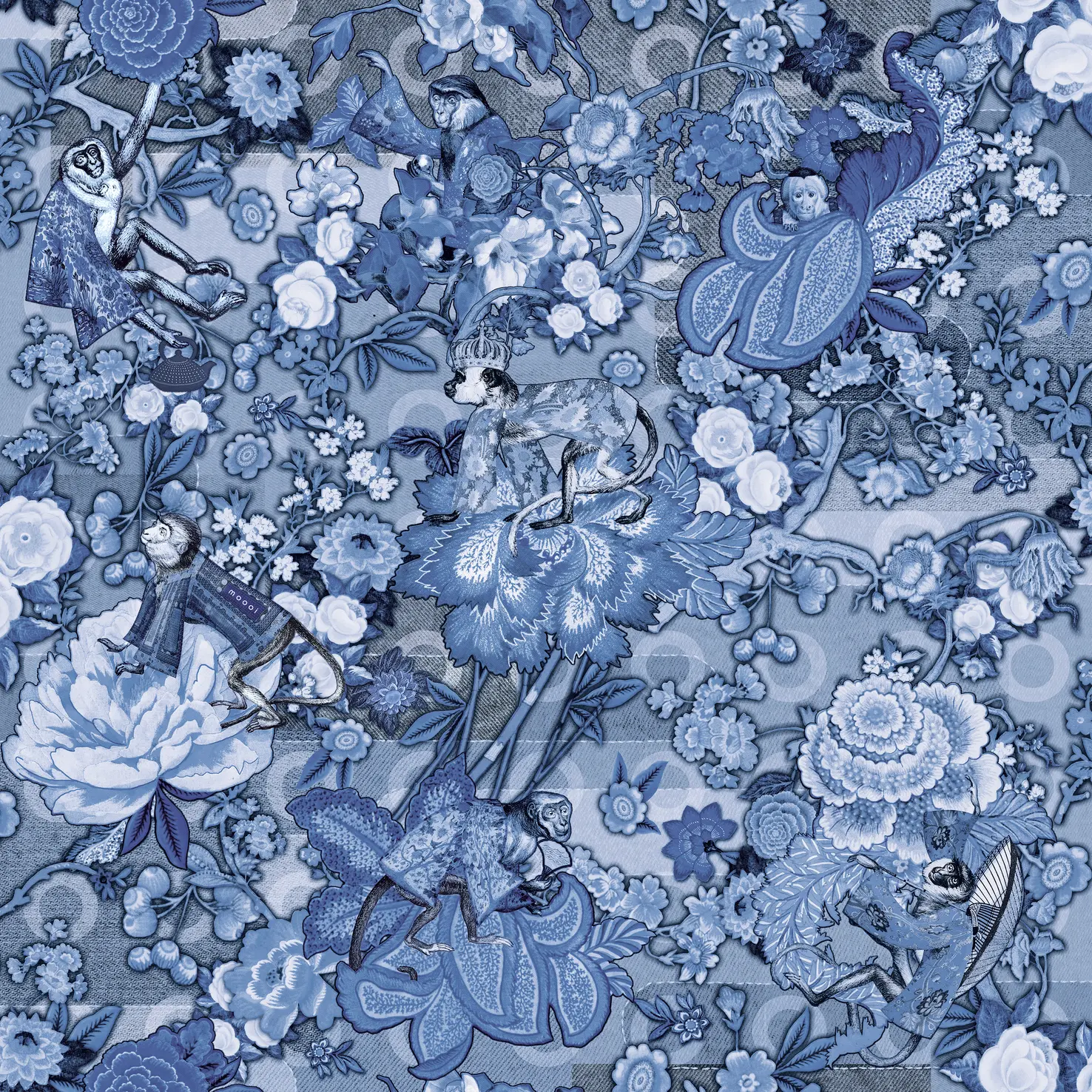 Moooi Wallcovering Rendezvous Tokyo Blue Ming Blue