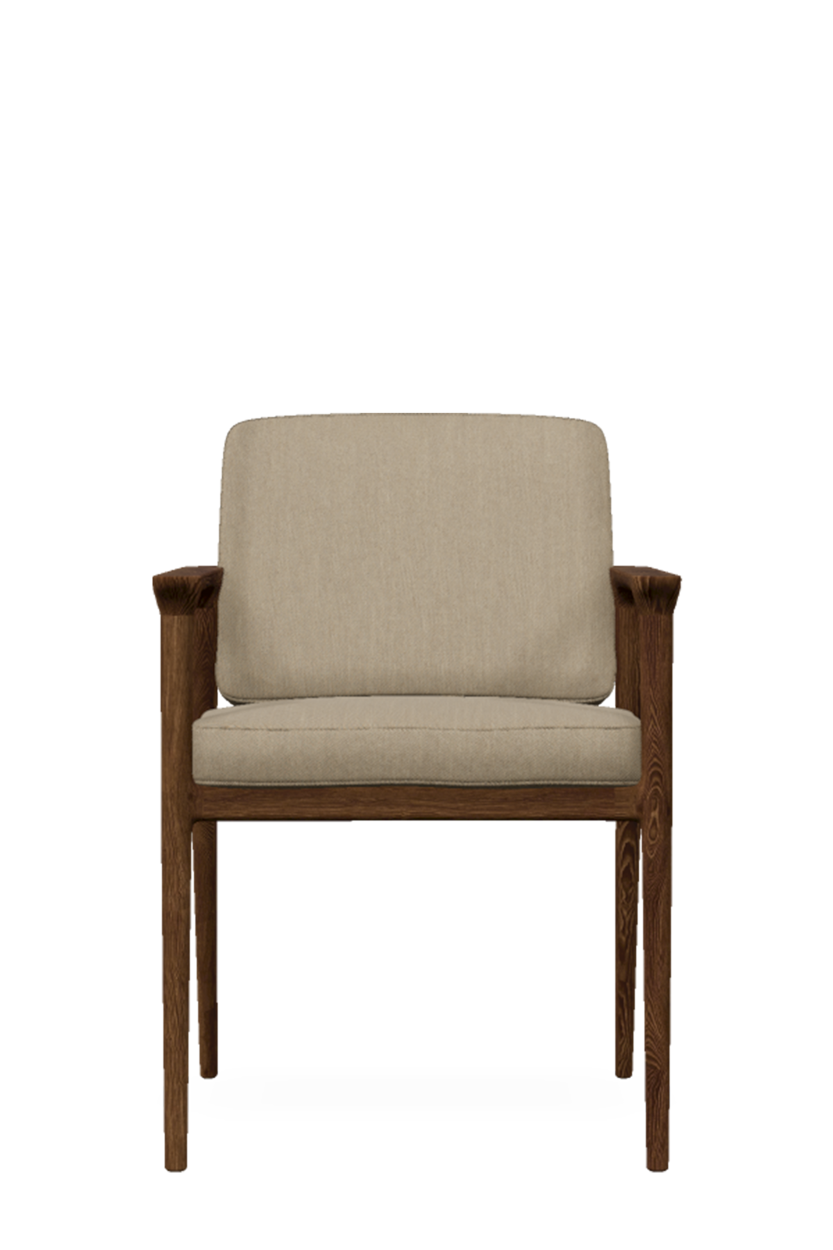 Zio Dining Chair Oray Gravel seat with Cinnamon wood legs front view