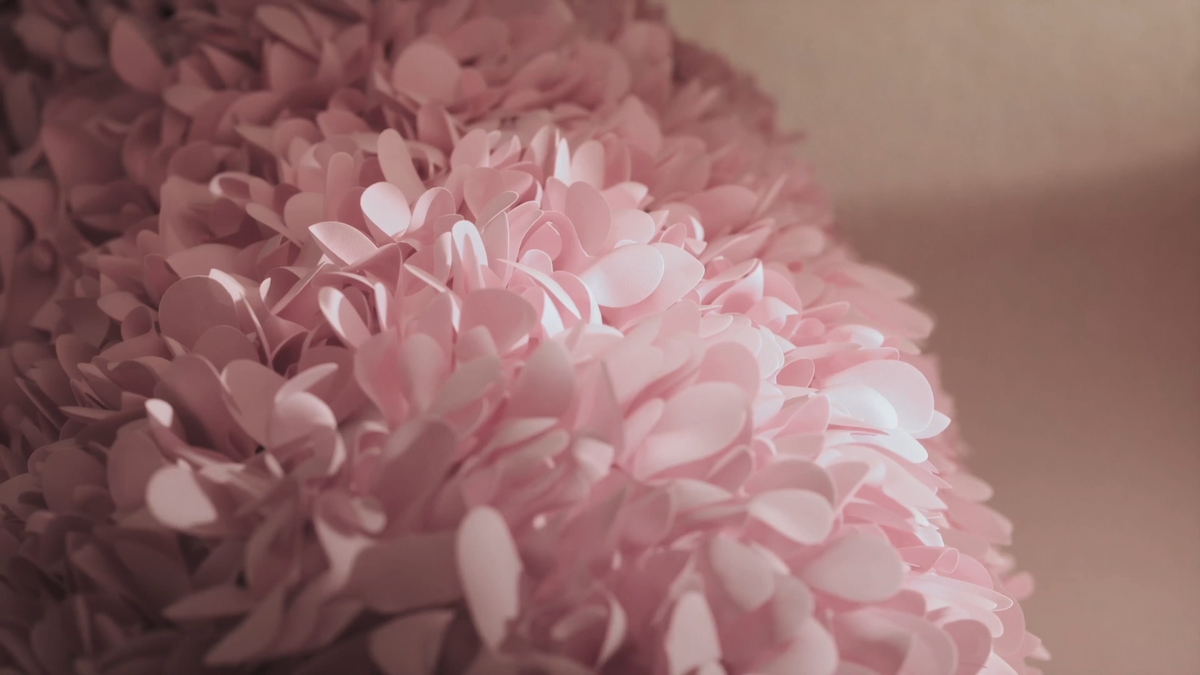Hortensia Armchair pink petals detail